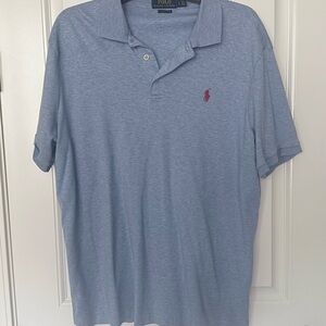 Polo by Ralph Lauren Men's Light Blue Polo Shirt with Red Logo